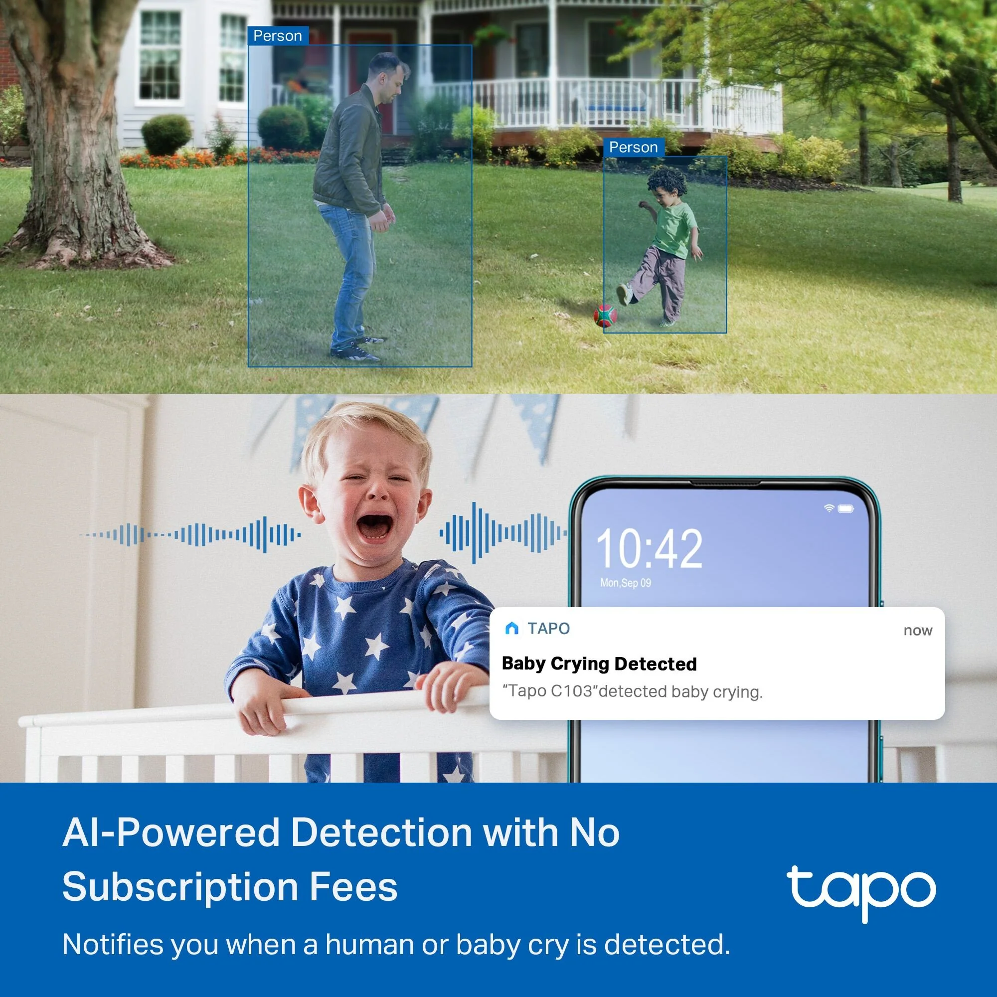 1080P Pan/Tilt Indoor/Outdoor Security Camera, Tapo C206 HybridCam 360 2-Pack - Image 4