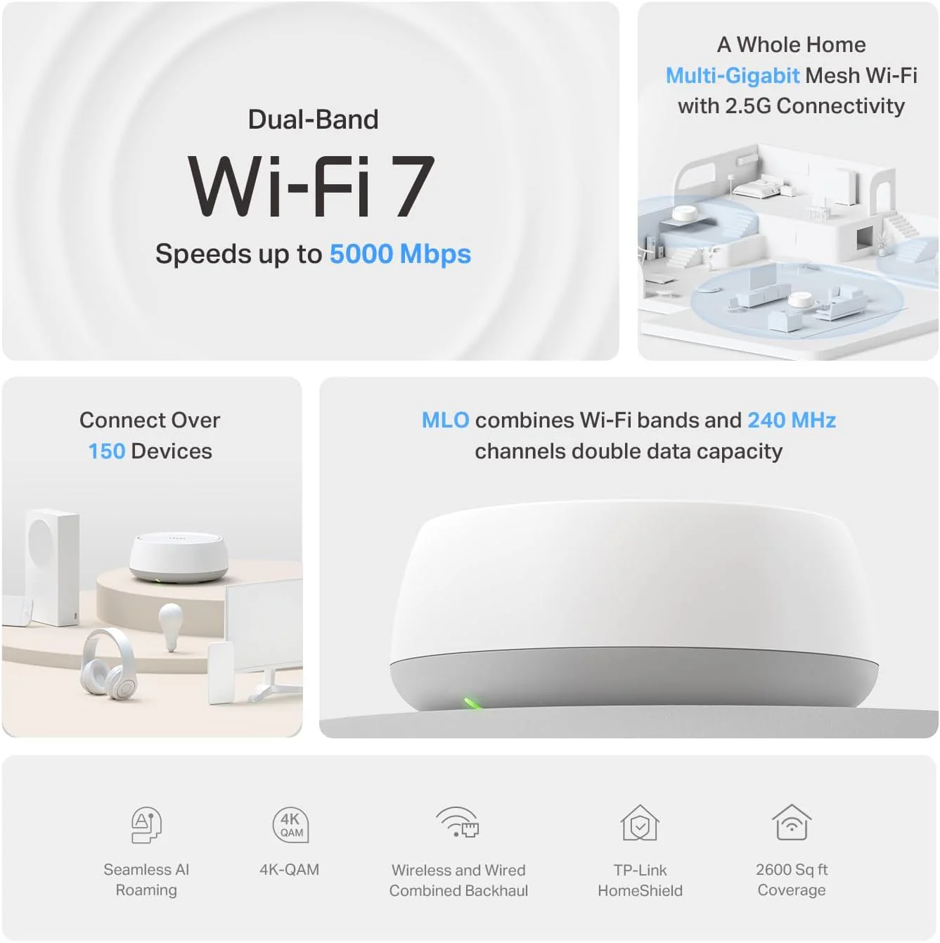 Deco 7 BE5000 Dual-Band Wi-Fi 7 Mesh Router, Deco BE25 1-Pack - Image 3