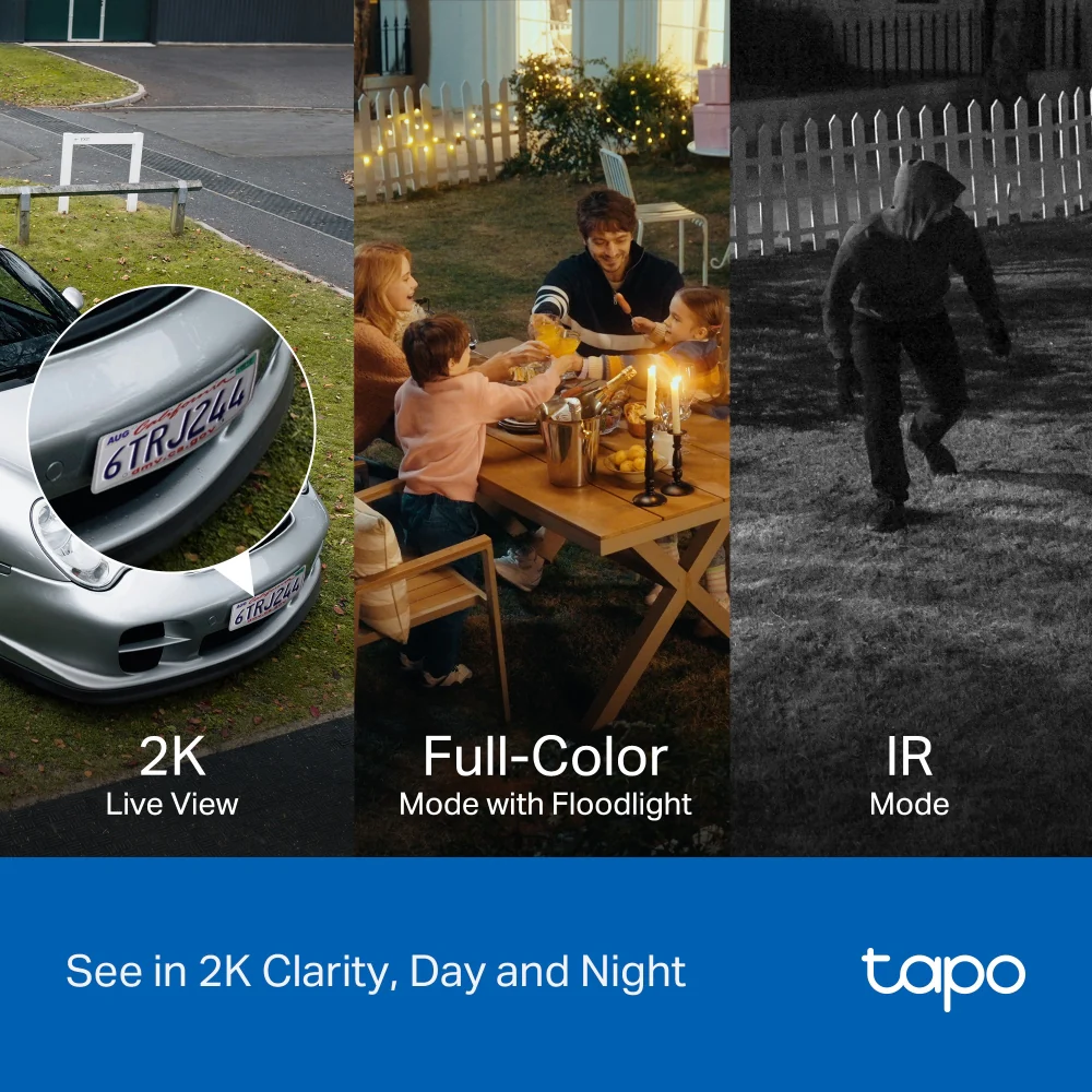 2K Floodlight Solar 360° Pan/Tilt Security Camera, Tapo C615F Kit 3-Pack - Image 5