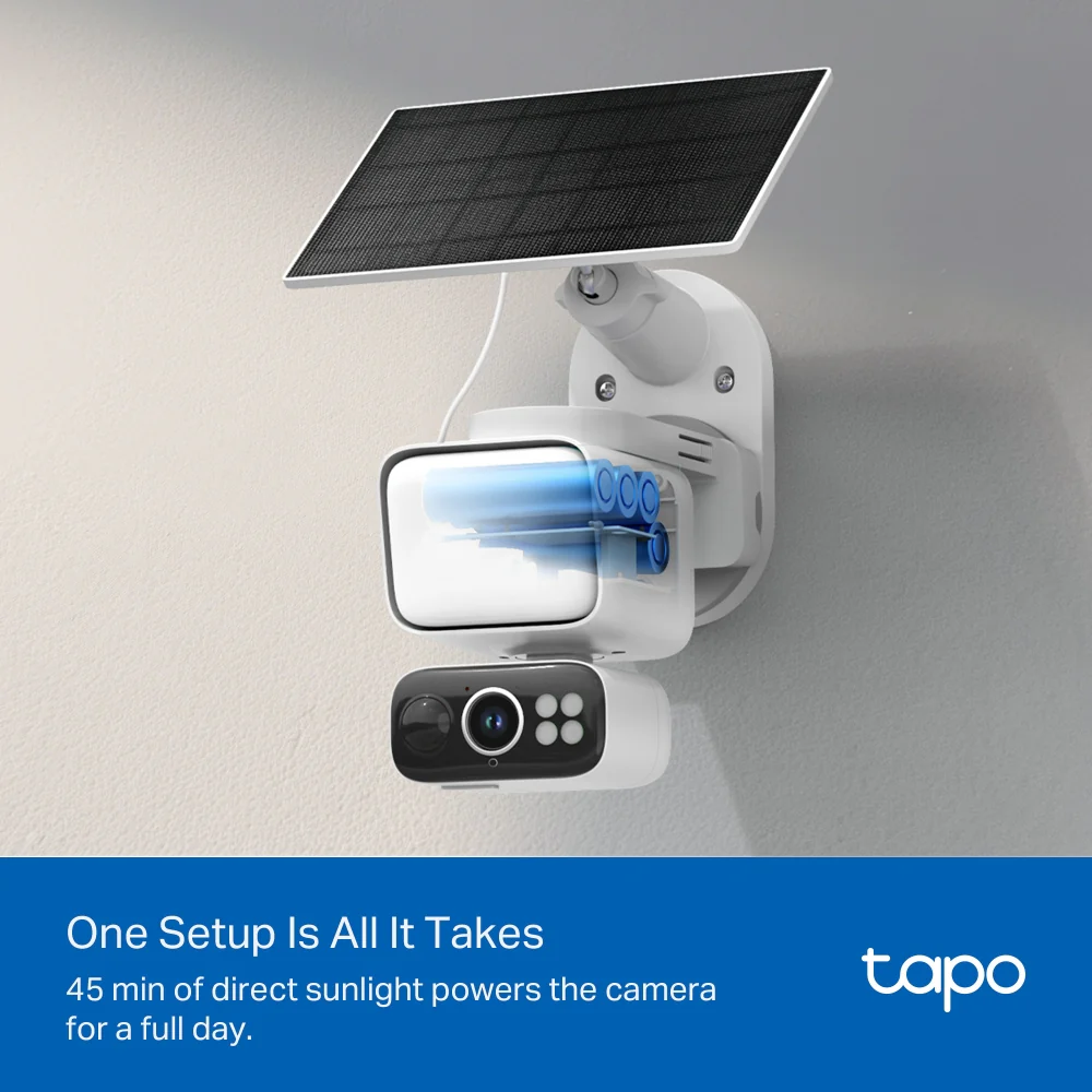 2K Floodlight Solar 360° Pan/Tilt Security Camera, Tapo C615F Kit 3-Pack - Image 8