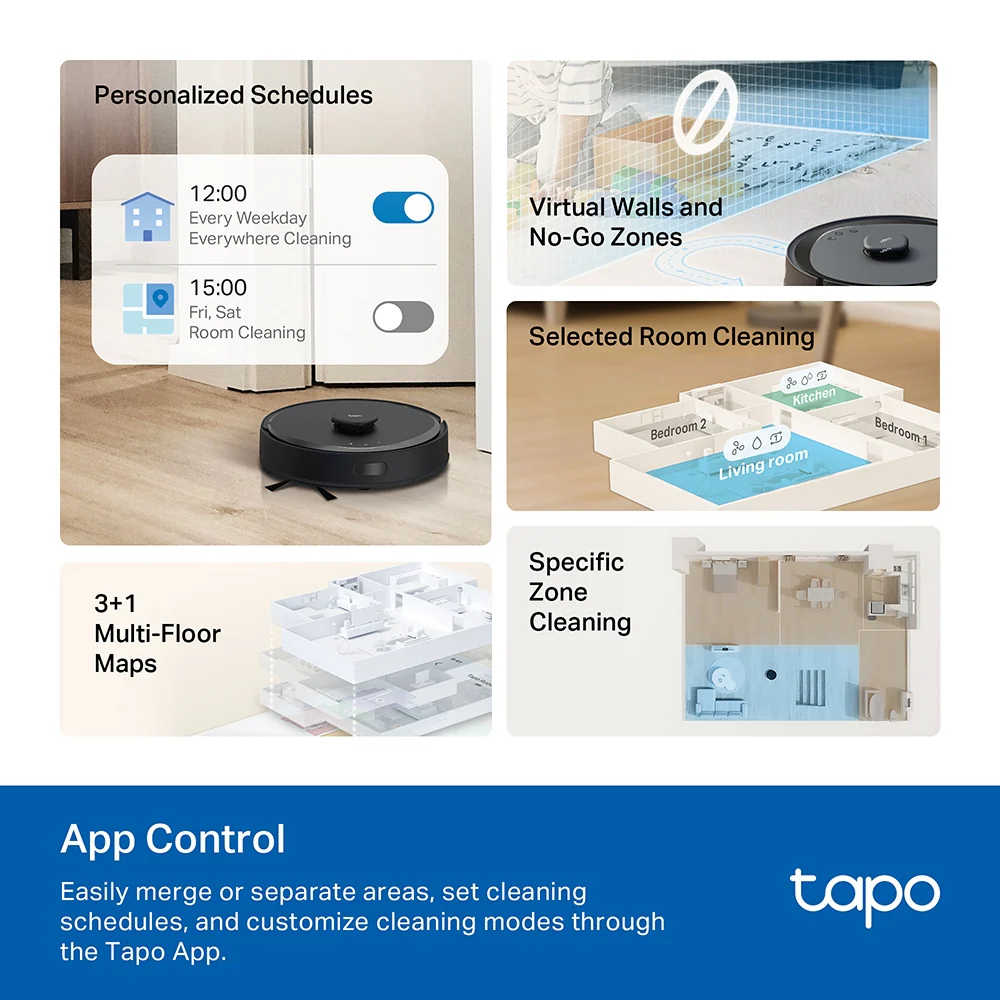 LiDAR Robot Vacuum & Mop with Auto-Empty Dock, Tapo RV30 MAX Plus - Image 8