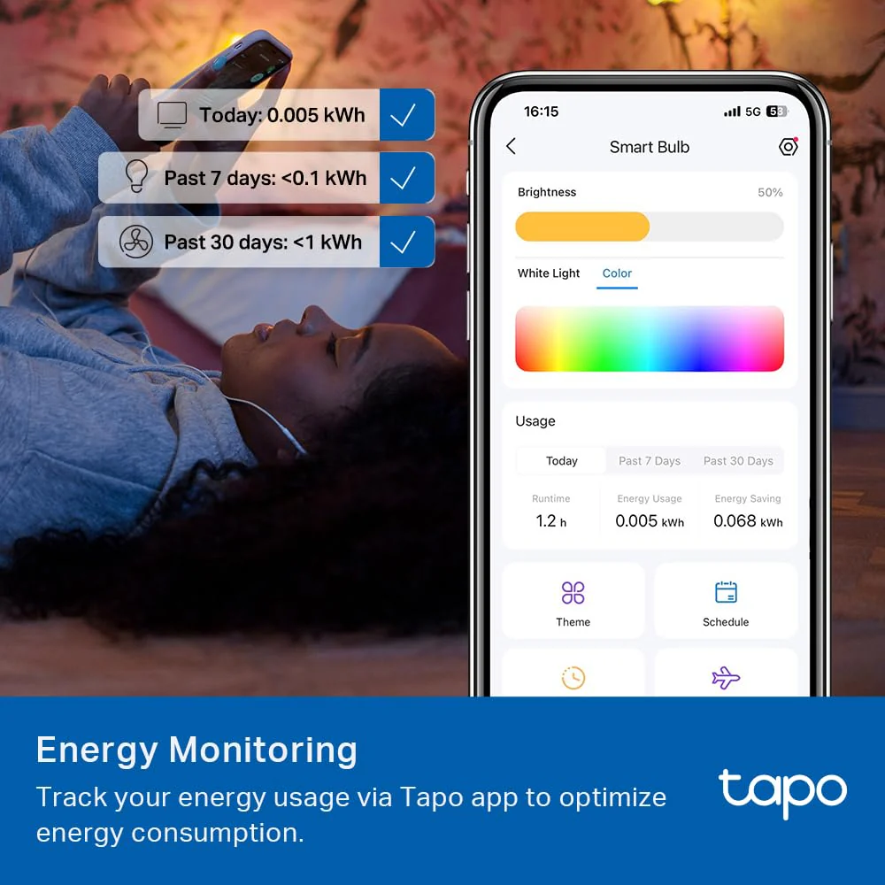Matter-Certified Dimmable RGBW Smart Light Bulb, Tapo L535E - Image 11