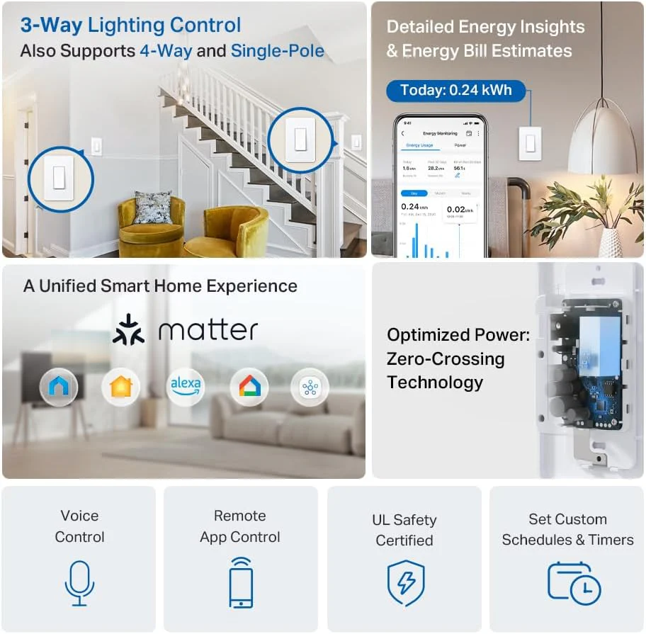 Matter-Certified 3-Way/4-Way/Single-Pole Smart Light Switch, Tapo S515 - Image 2