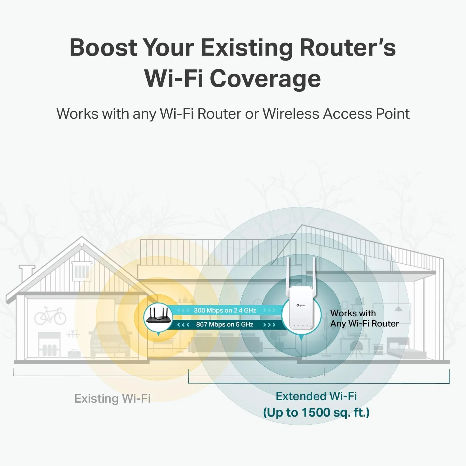 TP-Link AC1200 WiFi Extender, 2023 Engadget Best Budget Pick, 1.2Gbps Signal Booster for Home, Dual Band 5GHz/2.4GHz, Covers Up to 1500 Sq.ft and 30 Devices,Support Onemesh, One Ethernet Port (RE315) - Image 4