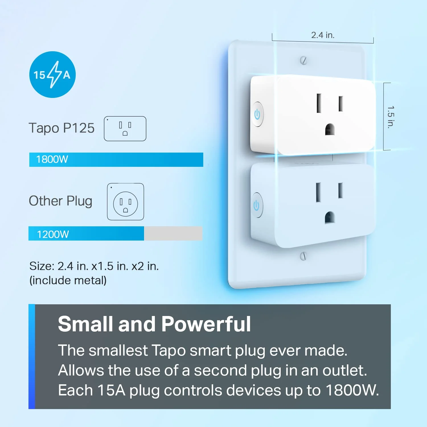 Apple Home Smart Plug Mini 15A, Tapo P125(2-Pack) - Image 5